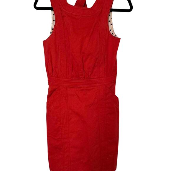 EUC MARC BY MARC JACOBS CLASSIC RED CROSS STRAP BACK DRESS LOGO SZ 4 OLD MONEY - Picture 1 of 8